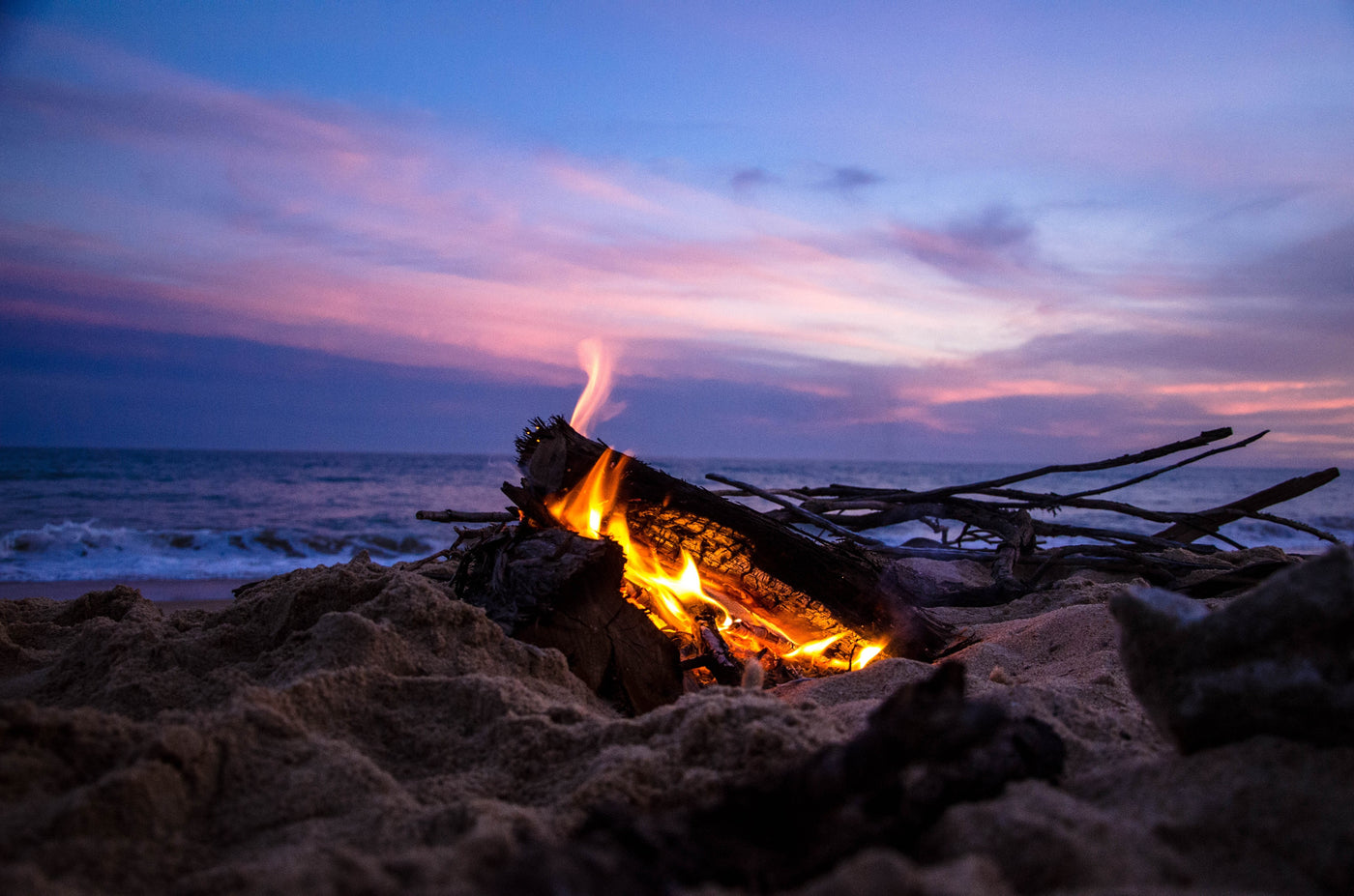 Beach Bonfire At Sunset